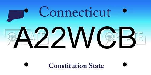 A22WCB Connecticut License Plate