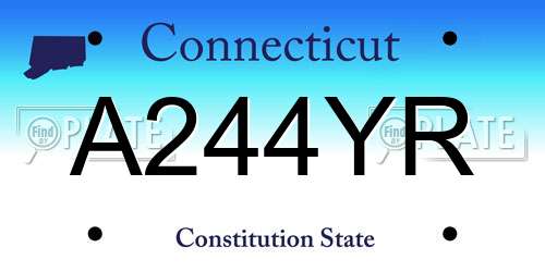 A244YR Connecticut License Plate