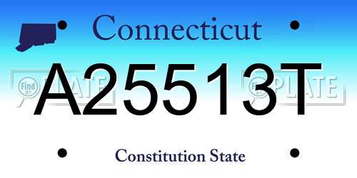 A25513T Connecticut License Plate