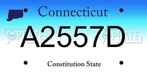 A2557D Connecticut License Plate