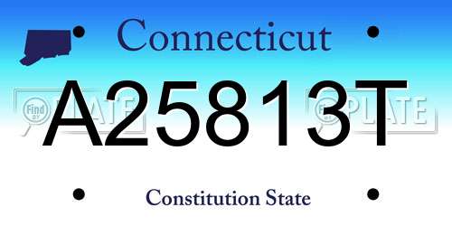A25813T Connecticut License Plate