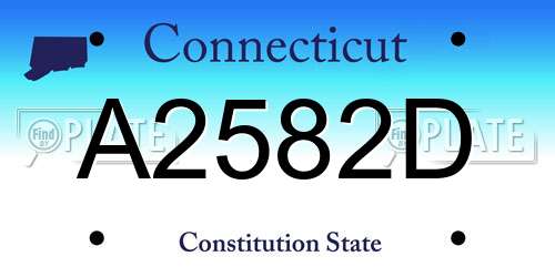 A2582D Connecticut License Plate