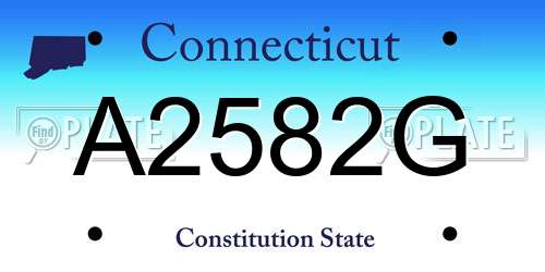 A2582G Connecticut License Plate