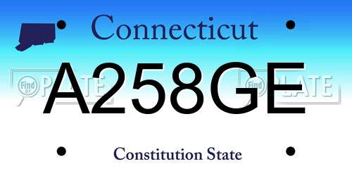 A258GE Connecticut License Plate