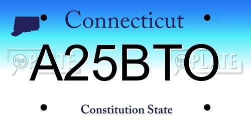 A25BTO Connecticut License Plate