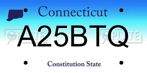 A25BTQ Connecticut License Plate