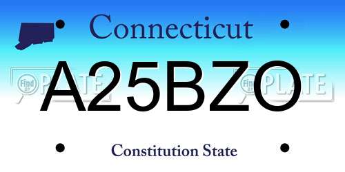 A25BZO Connecticut License Plate