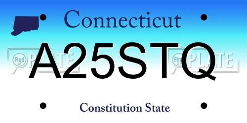 A25STQ Connecticut License Plate