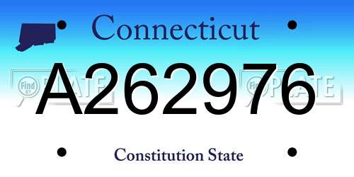 A262976 Connecticut License Plate