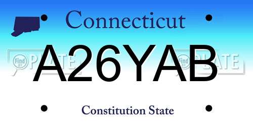 A26YAB Connecticut License Plate