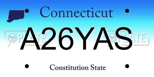 A26YAS Connecticut License Plate