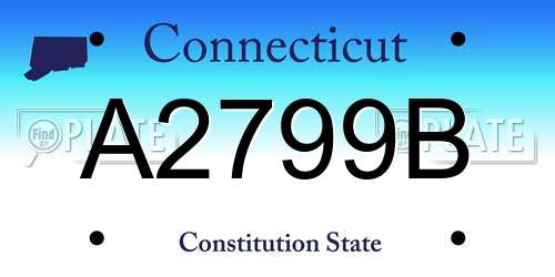 A2799B Connecticut License Plate