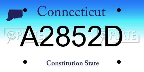 A2852D Connecticut License Plate