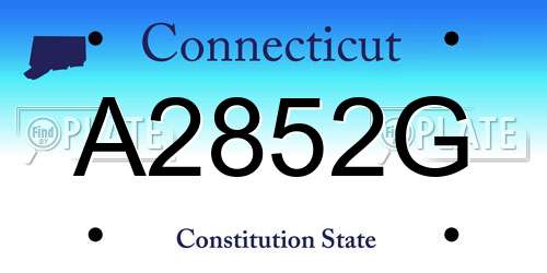 A2852G Connecticut License Plate