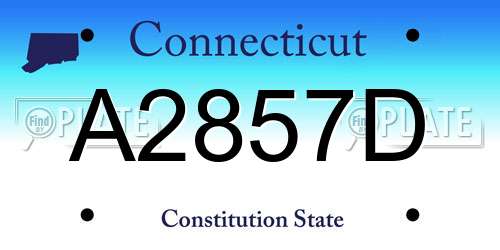 A2857D Connecticut License Plate