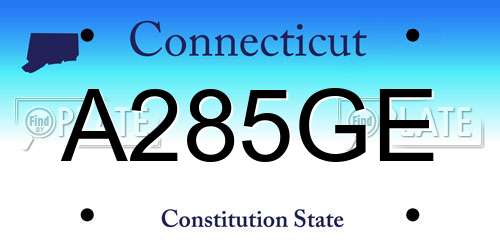 A285GE Connecticut License Plate