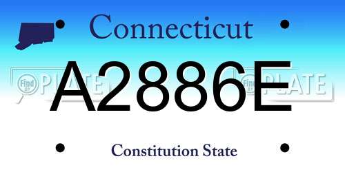 A2886E Connecticut License Plate