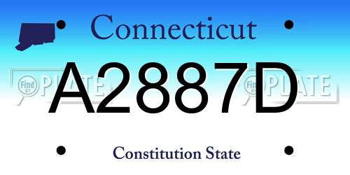 A2887D Connecticut License Plate
