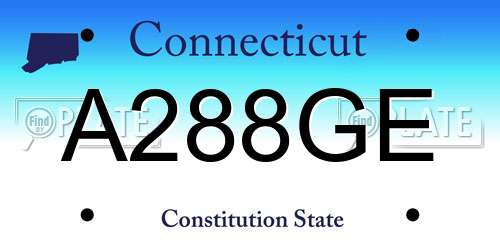 A288GE Connecticut License Plate