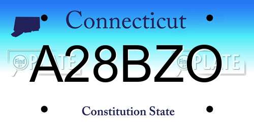 A28BZO Connecticut License Plate