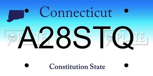 A28STQ Connecticut License Plate