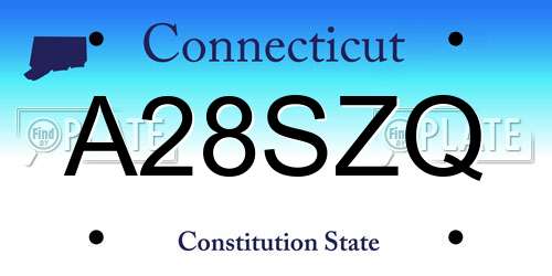 A28SZQ Connecticut License Plate
