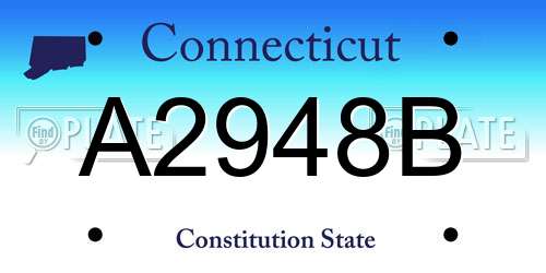 A2948B Connecticut License Plate