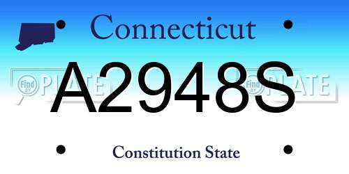 A2948S Connecticut License Plate