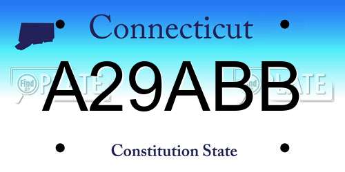A29ABB Connecticut License Plate