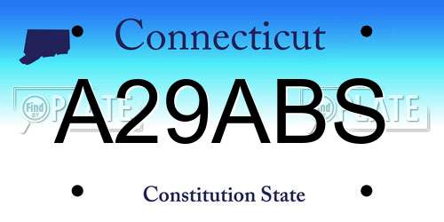 A29ABS Connecticut License Plate