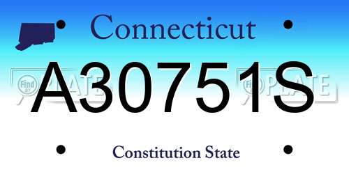 A30751S Connecticut License Plate