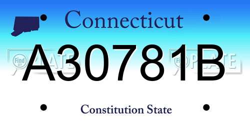 A30781B Connecticut License Plate