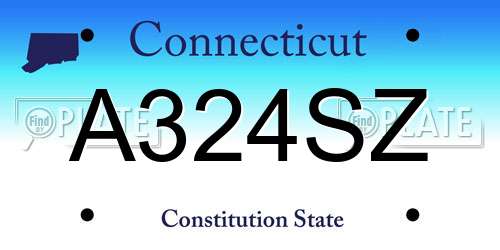 A324SZ Connecticut License Plate