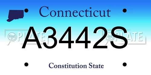A3442S Connecticut License Plate