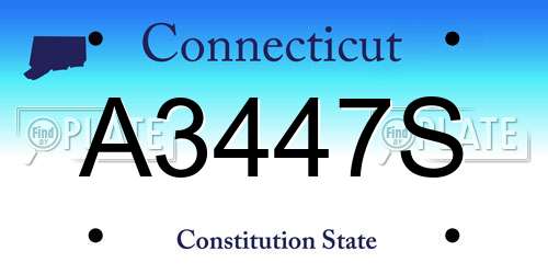 A3447S Connecticut License Plate