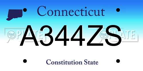 A344ZS Connecticut License Plate