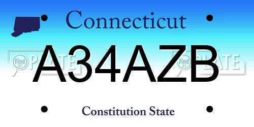 A34AZB Connecticut License Plate
