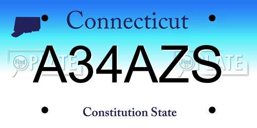 A34AZS Connecticut License Plate