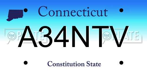 A34NTV Connecticut License Plate