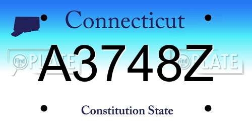A3748Z Connecticut License Plate