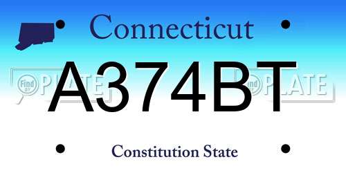 A374BT Connecticut License Plate