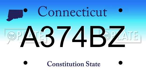 A374BZ Connecticut License Plate