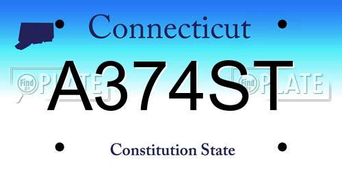 A374ST Connecticut License Plate