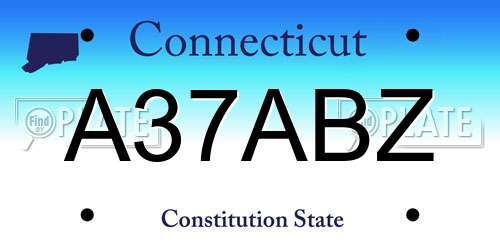 A37ABZ Connecticut License Plate