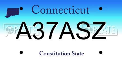 A37ASZ Connecticut License Plate