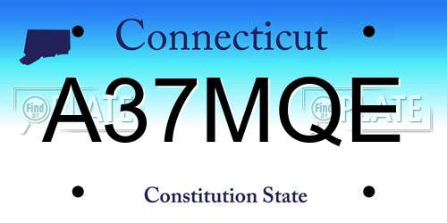 A37MQE Connecticut License Plate
