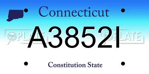 A3852I Connecticut License Plate