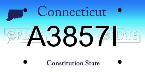A3857I Connecticut License Plate