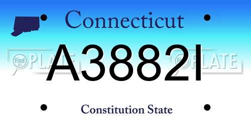 A3882I Connecticut License Plate