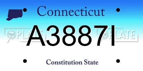 A3887I Connecticut License Plate